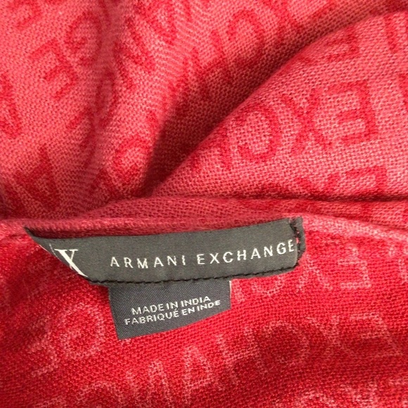 Armani Exchange scarf women red fringe - Picture 3 of 5